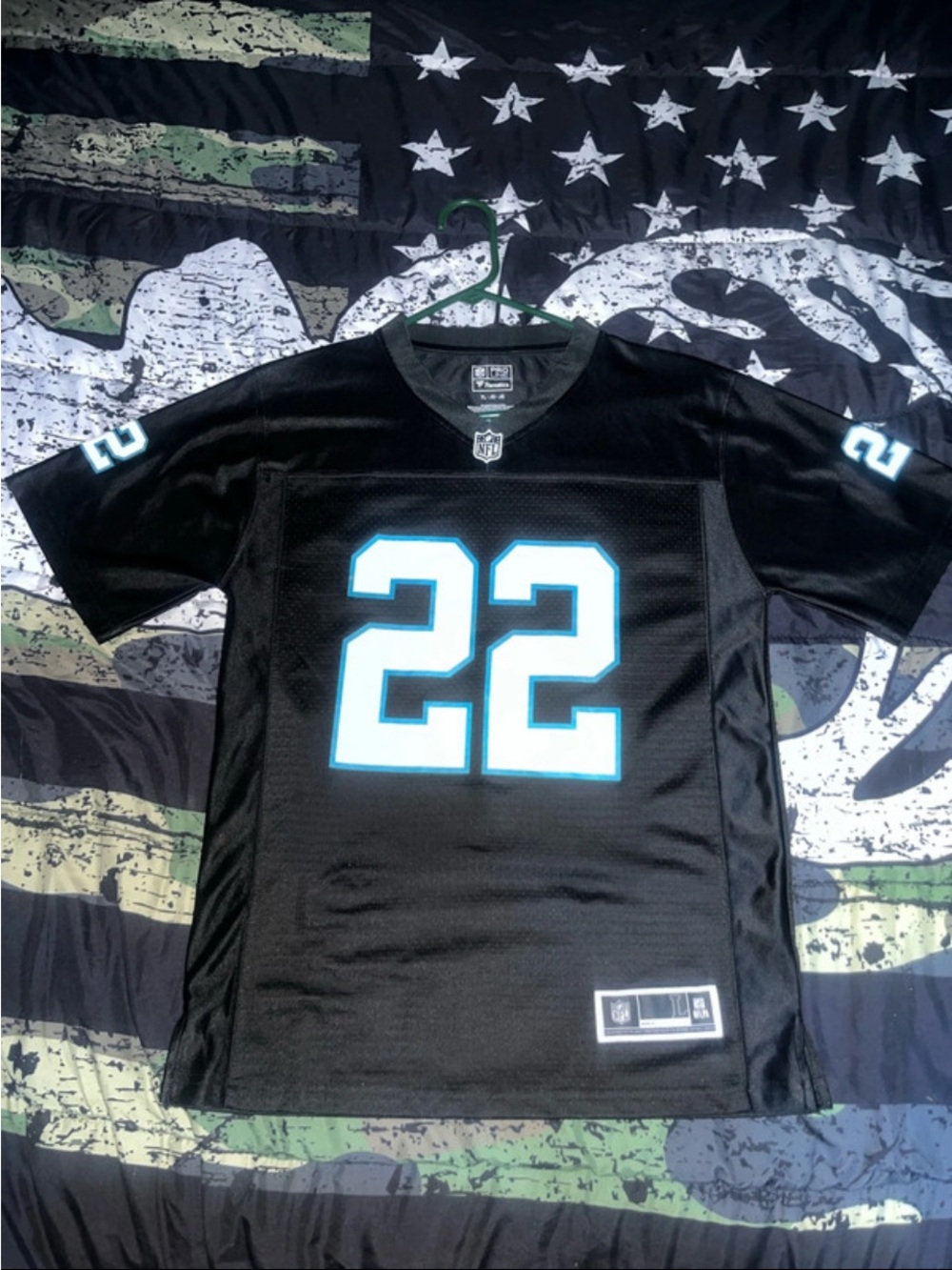 Fanatics Men’s Black Jersey with Light Blue #22